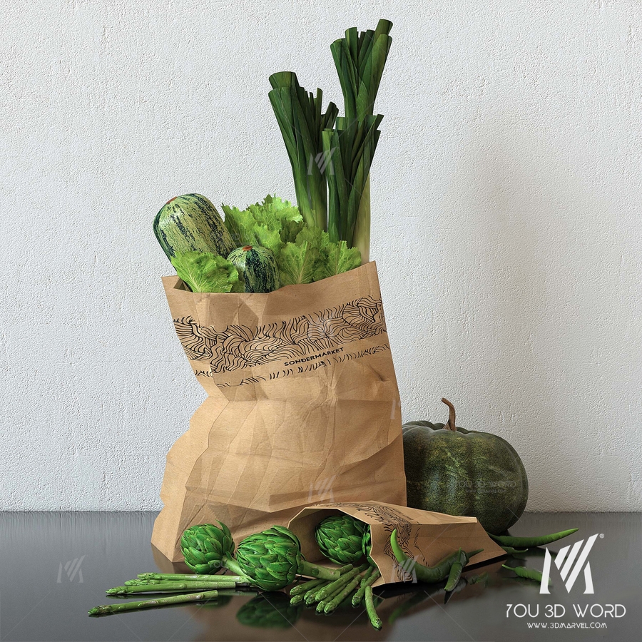 Set of green vegetables